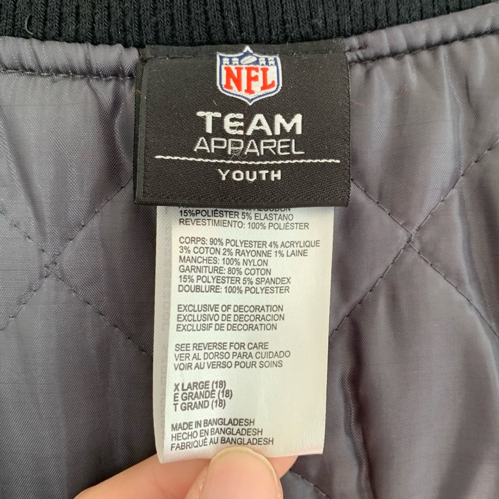 NFL Buffalo Bills Charcoal Gray Heavy Quilted Varsity Jacket - Picture 7 of 8